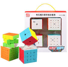 Qiyi combo set de 4 cubos stickerless (2x2, 3x3, 4x4, 5x5)